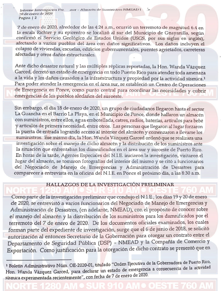 Informe suministros - Justicia - NIE - almacen - Ponce - marzo 13 2020 2